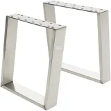 ML-Design 2er Set Tischkufen 80 Grad Tischbeine Metall 40x8x43 cm, NADUVI - 2 Jahre Gewährleistung - mind. 14 Tage Rückgaberecht - Silber,