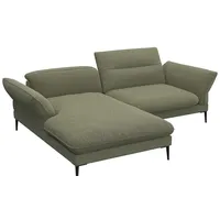 FLEXLUX Ecksofa Salino, Funktionssofa mit Recamiere, Relaxsofa, Ecksofa, Sofa mit Arm- und Kopfteil-Verstellungen, Kaltschaum & Stahl-Wellen grün