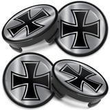 Biomar Labs 4 x 54 mm Nabendeckel Kompatibel mit Ford Felgendeckel Radnabenabdeckung Nabenkappen Felgenkappen Radkappen Alufelgen Silber Schwarz CF 12