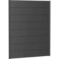 Sichtschutzelement BIOHORT, grau (dunkelgrau, metallic), H:182cm L:145cm, Stahlblech, Zaunelemente, 2 Führungsschienen mit 8 Metall-Paneelen, LxH: 145x182 cm