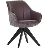 Landscape Armlehnstuhl, Violett, Textil, Eiche, massiv, Drehkreuz, 60x83x65 cm, Sitzfläche 360° drehbar, automatische Rückholfunktion, Esszimmer, Stühle, Esszimmerstühle, Armlehnenstühle