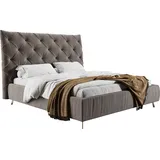 PLACES OF STYLE Polsterbett PLACES OF STYLE "Elloree, in 4 Breiten, hinten mit Originalstoff bezogen, auch in Leder", grau (stone), B:216cm H:143cm L:234cm, 100% Polyester, Betten, Polsterbett ohne Bettkasten Polsterbett, Kopfteilhöhe 143cm, belastbar bis 280 kg, auch in
