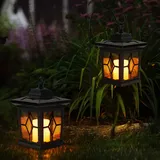 GLOBO Solarleuchte Gartenlampe Laterne Erdspießlampe Solarlampe LED Flackerlicht 19 cm