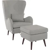 Guido Maria Kretschmer Home & Living Sessel "Salla auch in Fellimitat und Feincord, viele Bezugsarten, Ohrensessel", grau, H:118cm T:94cm, Samtcord (92% Polyester 8% Polyamid), Struktur (100% Polyester), Struktur Hahnentritt (100% Polyester), Struktur fein (100% Polyester), Samtoptik (100%