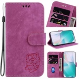 Handyhülle für Oneplus 8 Pro Hülle Leder, Handy Oneplus 8 Pro Tiger Hüllen, Leder Flip Etui Handytasche Schutzhülle für Oneplus 8 Pro with Klapphülle Standfunktion Case Rosenrot