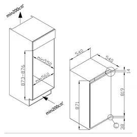 Amica EVKS 16172/1 Einbaukühlschrank (135 l, 871 mm hoch)