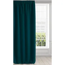 Eurofirany Logan Vorhang Blickdicht, Blackout, Satin Verdunkelungsvorhang mit Kräuselband-1 STK. Elegant, Glatt, Einfarbig, Wohnzimmer, Schlafzimmer, Petrol, 135x270 cm
