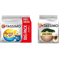 Tassimo Morning Café XL Mild & Smooth, 5er Pack Kaffee Kapseln im Big Pack (5 x 21 Getränke) & Kapseln Jacobs Typ Latte Macchiato Classico, 40 Kaffeekapseln, 5er Pack, 5 x 8 Getränke