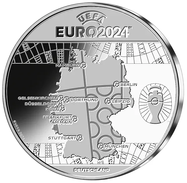 Erste Silberprägung zur UEFA Fussball Europameisterschaft 2024