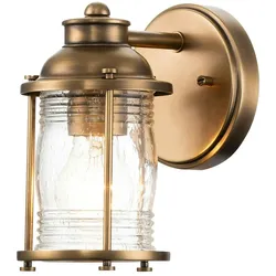 Licht-Erlebnisse Wandleuchte BRENO Messing Transparent Industrial Design IP44 E27 LE121339
