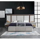 Xlmoebel Schlafzimmer-Set 3-teiliges Designer Schlafzimmer Komplettpaket - Möbelset für das, (3tlg Set(Bett +2x Nachttische), Hergestellt in Europa weiß