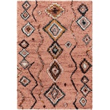 benuta Trends Hochflor Shaggyteppich Gobi Rosa 120x170 cm - Langflor Teppich für Wohnzimmer