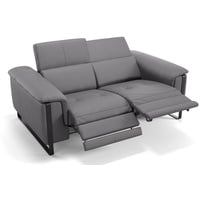 Sofanella 2-Sitzer Leder Vienna, Relaxsofa, Designsofa, Designer Couch, Italienisches Sofa, 2er Sofa grau