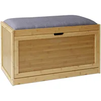 Relaxdays Schuhbank, gepolstert, Stauraum, Bambus, HBT: 49 x 80