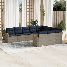 vidaXL Gartensofa-Set mit Kissen, grau, Polyrattan
