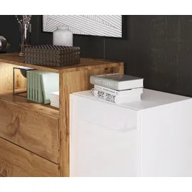 Home Affaire Sideboard URBAN III 150 x 80,7 x 39 cm Weiß / Eiche Wotan