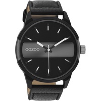 OOZOO Quarzuhr Herrenuhr C11000 Schwarz/Silberfarben Lederband 48 mm