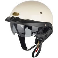 Ever TA Motorrad Pilot Helmet, Vintage Jet Helm Mit Visier, Retro Motocrosshelme, DOT/ECE-Zulassung Helm Roller Helm Chopper Helm Scooter Helm Moped Helm Mofa Helm (Color : D, Size : 3XL=(65-66cm))