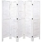 Mendler Paravent HWC-G30, Trennwand Sichtschutz Raumteiler, Shabby-Look 170x200cm ~ weiß