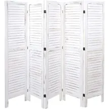 Mendler Paravent HWC-G30, Trennwand Sichtschutz Raumteiler, Shabby-Look 170x200cm ~ weiß