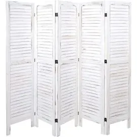 Mendler Paravent HWC-G30, Trennwand Sichtschutz Raumteiler, Shabby-Look 170x200cm ~ weiß