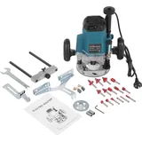 Fräsmaschine für Oberfräse 2200W Electric Hand Holz Oberfräse Kantenfräse Holzschneider Router, Kompaktes Holz Router Werkzeug mit 15 Fräser, 10000-23000RPM, 6 Geschwindigkeiten Einstellbar