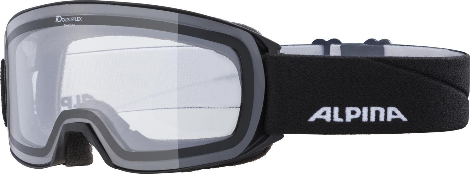 ALPINA NAKISKA Dclear - Beschlagfreie, Extrem Robuste & Bruchsichere OTG Skibrille Mit 100% UV-Schutz Für Erwachsene, black, One Size