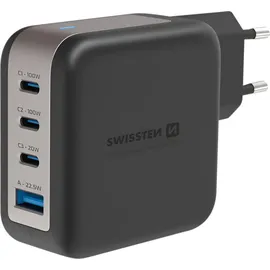 Swissten Swissten, GaN Travel Charger 100W 3x USB-C + USB-A schwarz