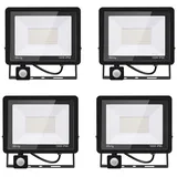 Blivrig LED Strahler mit Bewegungsmelder Außen 100W Warmweiss, Fluter mit Bewegungssensor, Superhell 10000LM Aussenstrahler, IP66 Wasserdicht Scheinwerfer, für Garten, Garage (4pcs-Warmweiß, 100W)