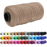 Uiopa 1,5mm x 200m Polypropylen Makramee Garn 3 Stränge Makramee-Schnur Farbig Macrame Cord Häkelgarn für Häkeln, Stricken, Geflochten, DIY Handwerk