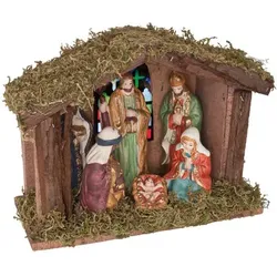 KOOPMAN Weihnachtskrippe Holz mit Moos