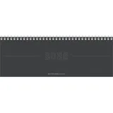 Zettler Tisch-Querkalender Papyrus Grau 2026 - Büro-Planer 29,7x10,5 cm - Tisch-Kalender - 1 Woche 2 Seiten - Ringbindung - Zettler