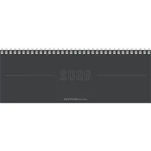 Zettler Tisch-Querkalender Papyrus Grau 2026 - Büro-Planer 29,7x10,5 cm - Tisch-Kalender - 1 Woche 2 Seiten - Ringbindung - Zettler