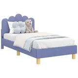 vidaXL Kinderbettgestell mit Kopfteil Jeans blau 80 x 160 cm Stoff, Elegantes Schlafzimmer, Rechteckiger Rahmen, Robuste Schlaflösung, Stilvolles Bett, Möbel für Zuhause