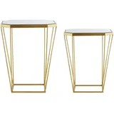 Beliani Beistelltisch, Gold, Glas, 45x26 cm, Wohnzimmer, Wohnzimmertische, Beistelltische