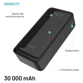 FIXED Zen2 30, Plus 30000mAh, 65W, 30 000 mAh (30000 mAh, 65 W, 30 Wh), Powerbank, Schwarz