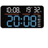 Digitale LED-Wanduhr mit großem Display, zwei Alarmeinstellungen, Countdown-Timer, Stoppuhr, digitalem Kalender und Umweltfunktionen (blau)