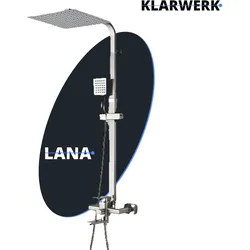 LANA | Premium Regendusche Set Silber gebürstet Edelstahl | Design Duscharmatur Duschsystem | Mischbatterie Dusche komplett mit Handbrause
