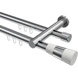 Interdeco GARDINENSTANGE INNENLAUF Platon Tanara 420 cm (geteilt in 3 x 140 cm), 2-läufig, 20 mm Ø Chrom
