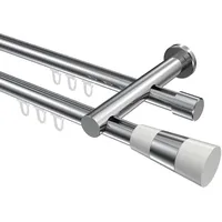 Interdeco GARDINENSTANGE INNENLAUF Platon Tanara 420 cm (geteilt in 3 x 140 cm), 2-läufig, 20 mm Ø Chrom