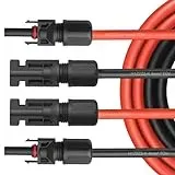 Naukita Solar Verlängerungskabel für Solarmodule - Photovoltaik-Stecker - Solarstecker 1500V Solarkabel für Solarpanel - Kabel 4 mm2 / 6 mm2 - TÜV, Kabelquerschnitt:4mm2, Länge:2X 9m incl. Stecker