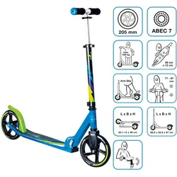 muuwmi Aluminium Scooter 205 mm grün-blau-schwarz EINHEITSGRÖSSE