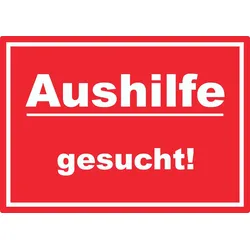 Aushilfe gesucht Aufkleber mit Text AushängeAufkleber rot-weiss A8 (52x74mm)