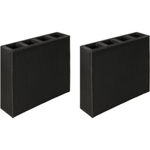 vidaXL Garten-Hochbeet mit 4 Töpfen 2 Stk. Poly Rattan Schwarz