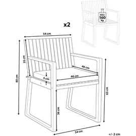 Beliani Sassari Premium Gartenstuhl 2er Set 59 x 59 x 108 cm hellgrün