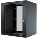 Stalflex Serverschrank, Netzwerkschrank 19" 12U, 450mm, Glastür Schwarz