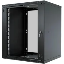 Stalflex Serverschrank, Netzwerkschrank 19" 12U, 450mm, Glastür Schwarz