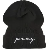 Mister Tee Pray Embroidery Beanie Schwarz