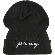 Mister Tee Pray Embroidery Beanie Schwarz