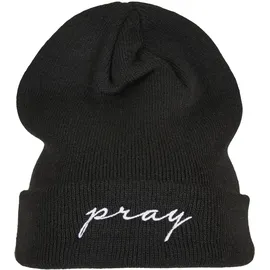 Mister Tee Pray Embroidery Beanie Schwarz
